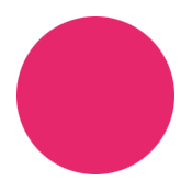 Círculo rosa sobre um fundo roxo. O círculo representa literalmente um ponto final, que é o sinal gráfico de pontuação utilizado em textos.